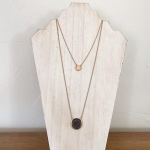 LOFT Double Strand Gold Gemstone Necklace NWOT